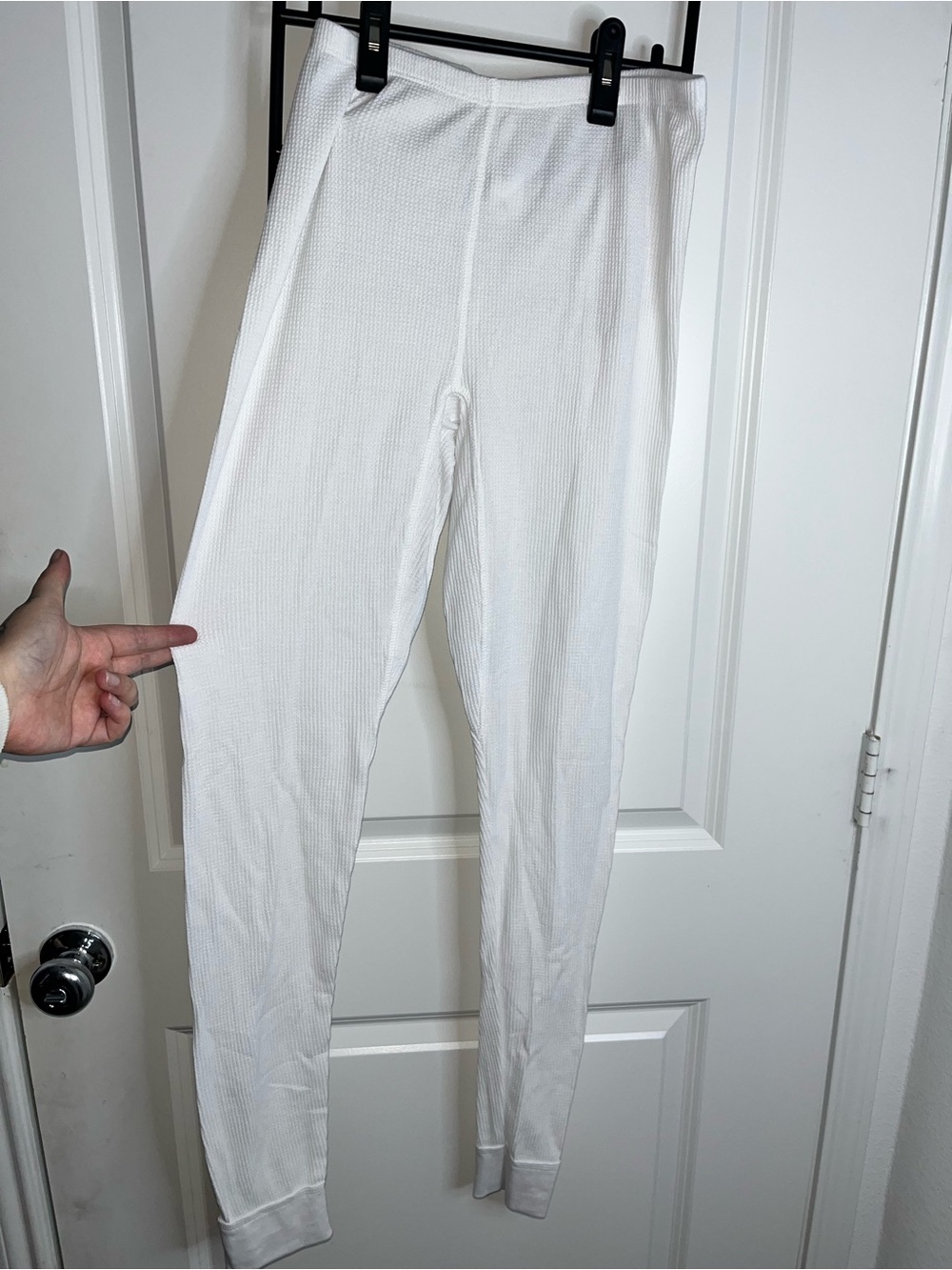 Fruit of the Loom Ladies White Cozy Waffle Knit Winter Warm Thermal Pants NWT S